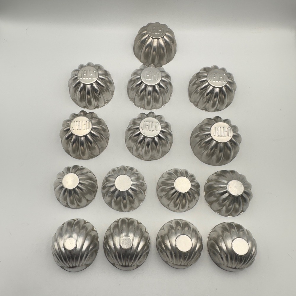 Vintage Jell-O Aluminum Gelatin Molds‎ Mixed Set of 15 Fluted Scalloped Silver